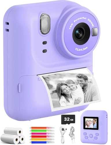Kids Print Camera - Instant Printing 1080P Videos Red Bundle