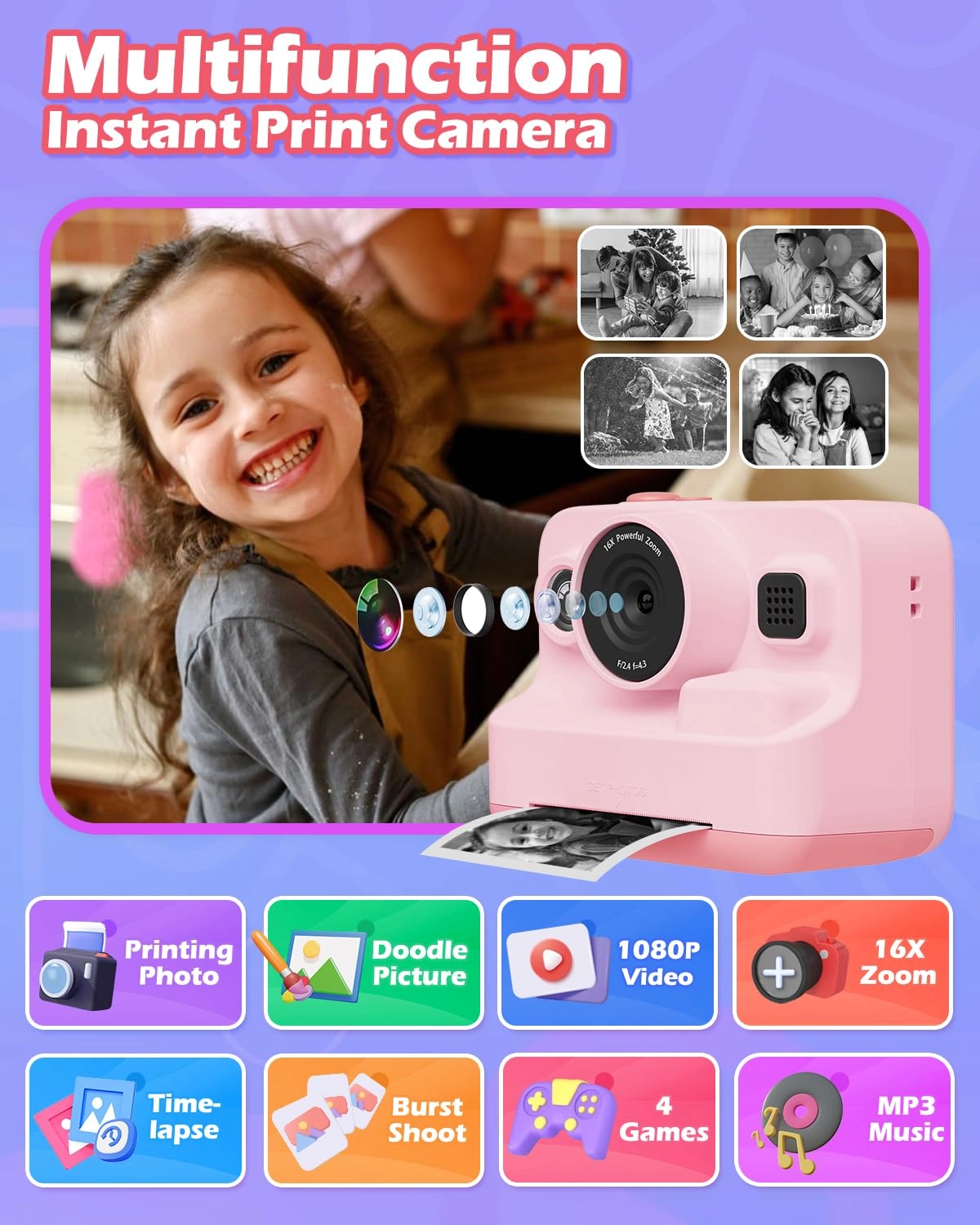 Instant Print Camera - 2.4" 1080P