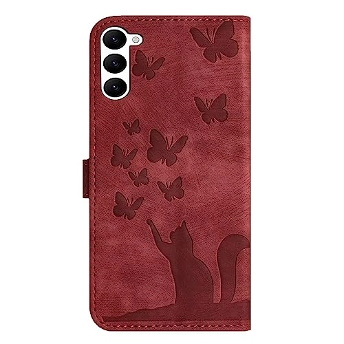 Cute Cat Case Wallet Embossed Flip Cover for Samsung Galaxy S21