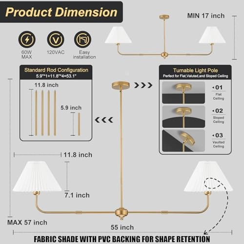 Linear Chandelier - 17 inches to 57 inches