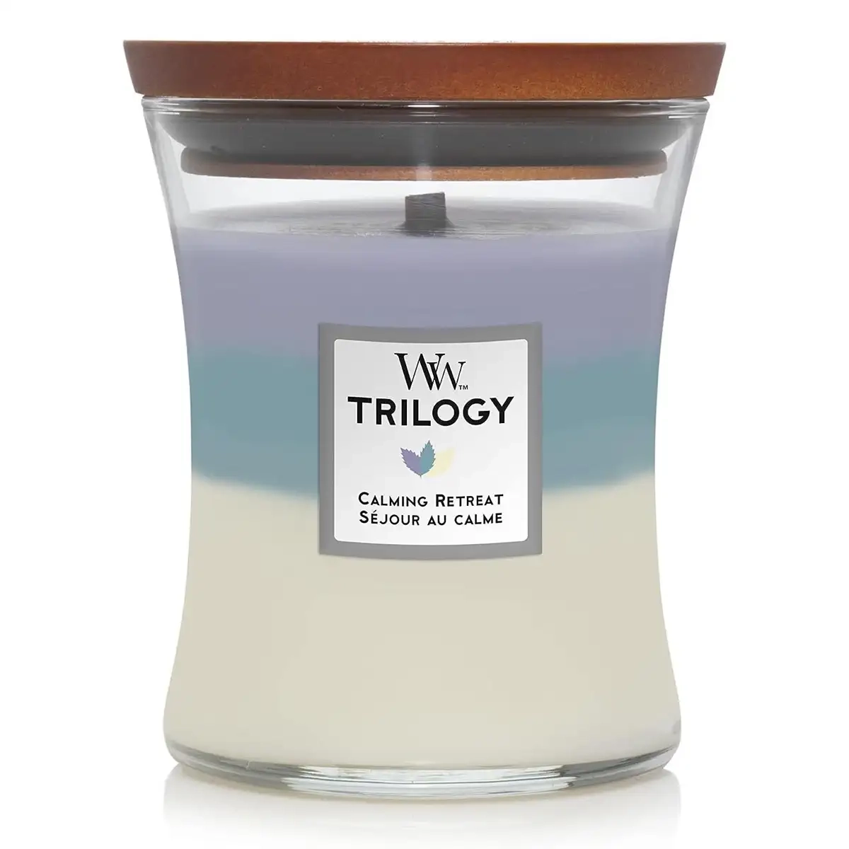WoodWick Trilogy Calming Retreat - Lavender Spa Sea Salt & Cotton White Tea & Jasmine 1
