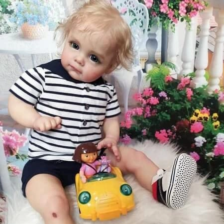 Maggie Reborn Baby Doll - 24 inches 60 cm Blonde Hair Brown Eyes