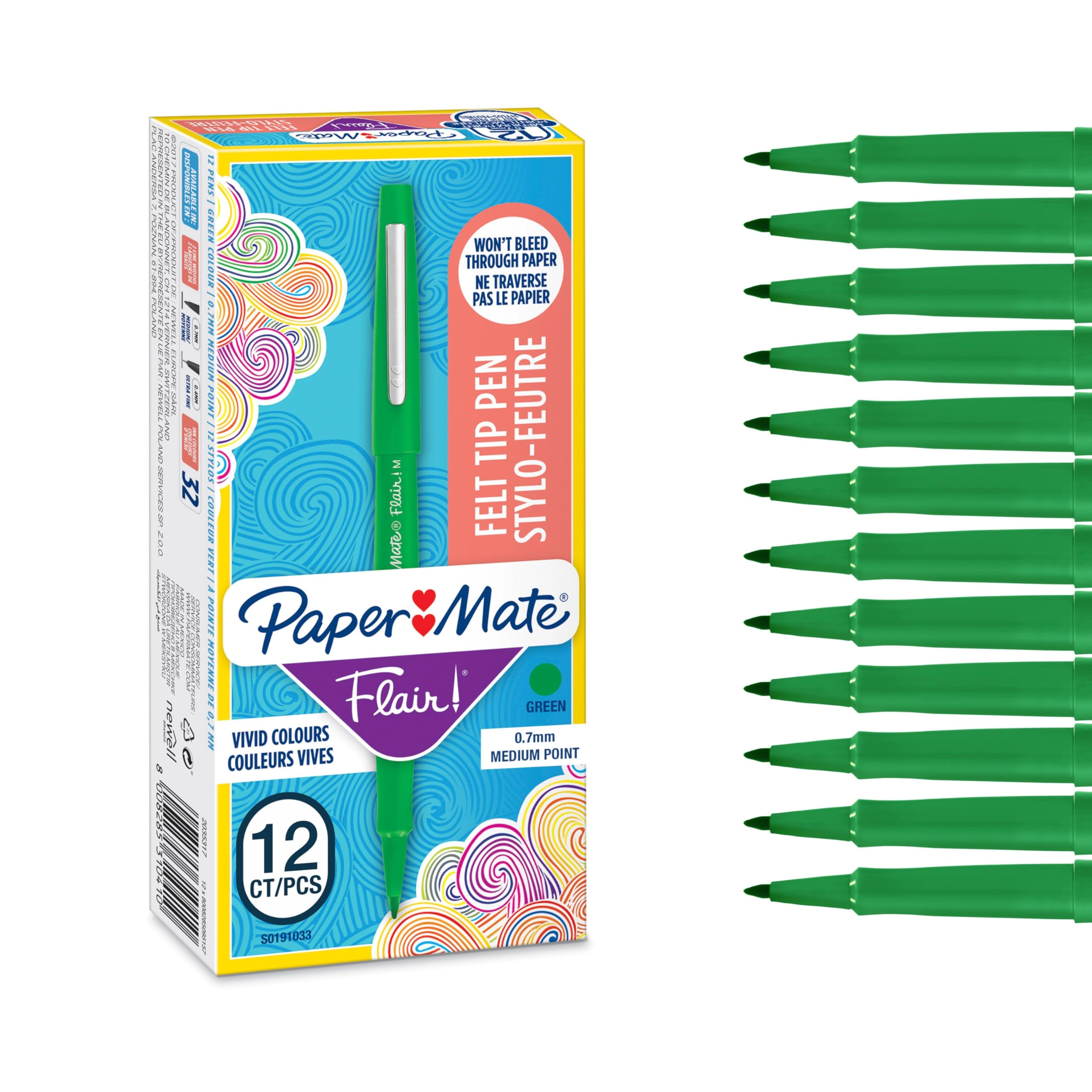 Papermate Flair - 12 Count Green 0.7 mm