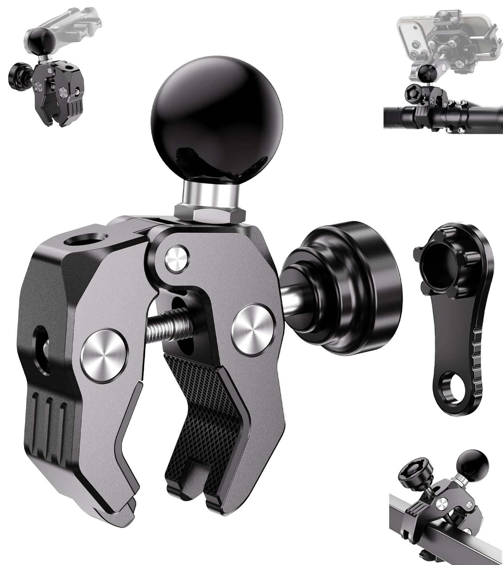 LOKTENWO Ball Handlebar Clamp Mount Base - Anti-Theft 1'' Ball Aluminum Alloy