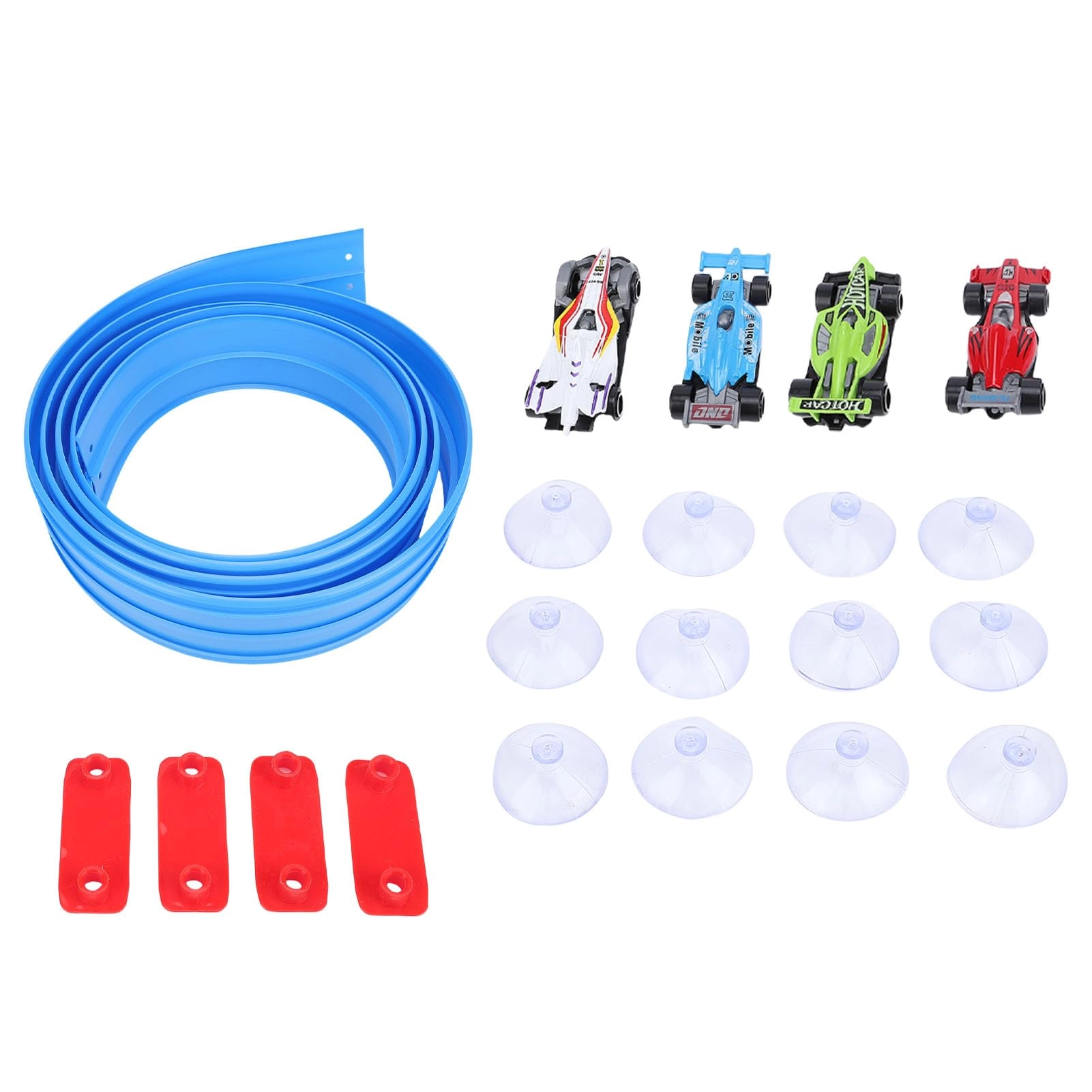 Omquot Flex Tracks Race Cars - 1 x rail 4 x Cars 16 x accessories