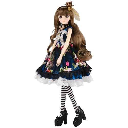 BJD Doll - Brown Curly Fringe Hair Beige Vest Set 22 Joints Ages 15+