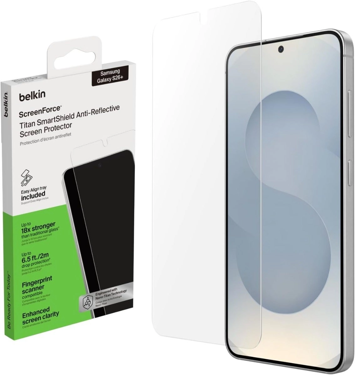 Belkin Clear Tempered Glass Screen Protector for Samsung Galaxy S26 Plus