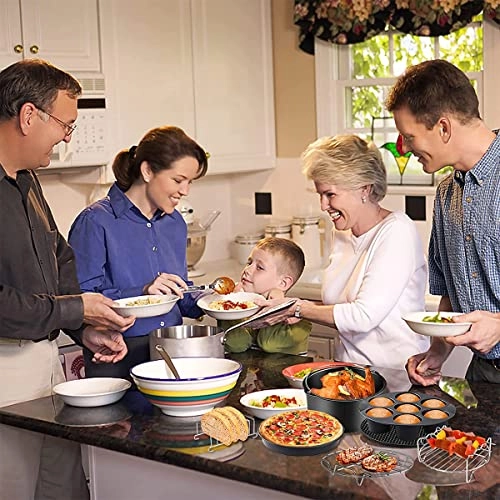 Air Fryer Loaf Pan + Air Fryer Pizza Pan + Steamer Rack + Skewer Rack + Egg Bite + Silicone Mat + Oil Brush + Silicone Spatula + Food Tong - Food-safe Grade Silicone, 304 Stainless Steel 9 piece(s)