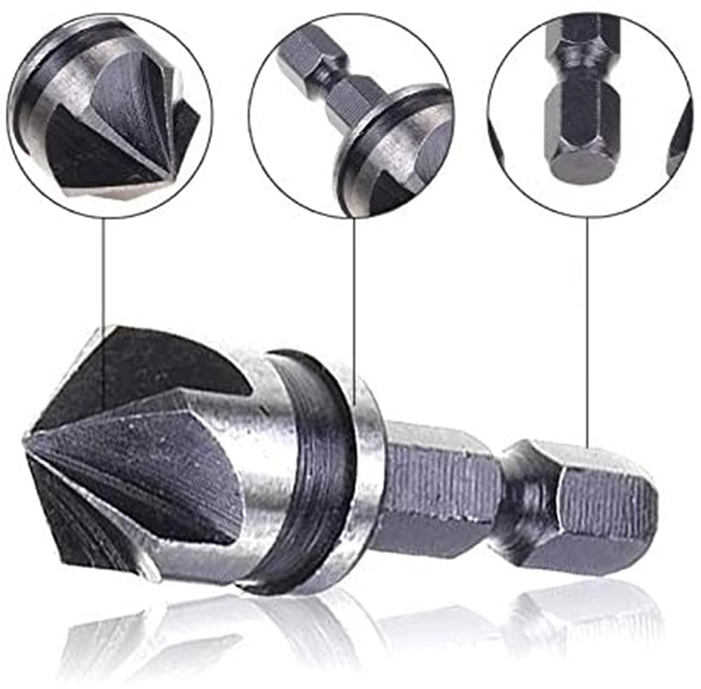 Countersink Chamfer Drill Bit Set - 12mm 16mm 19mm Hex Shank