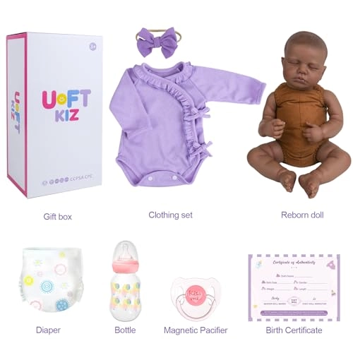 Reborn Baby Doll - 20 inch Vinyl Soft Cloth Body Black Ages 3+