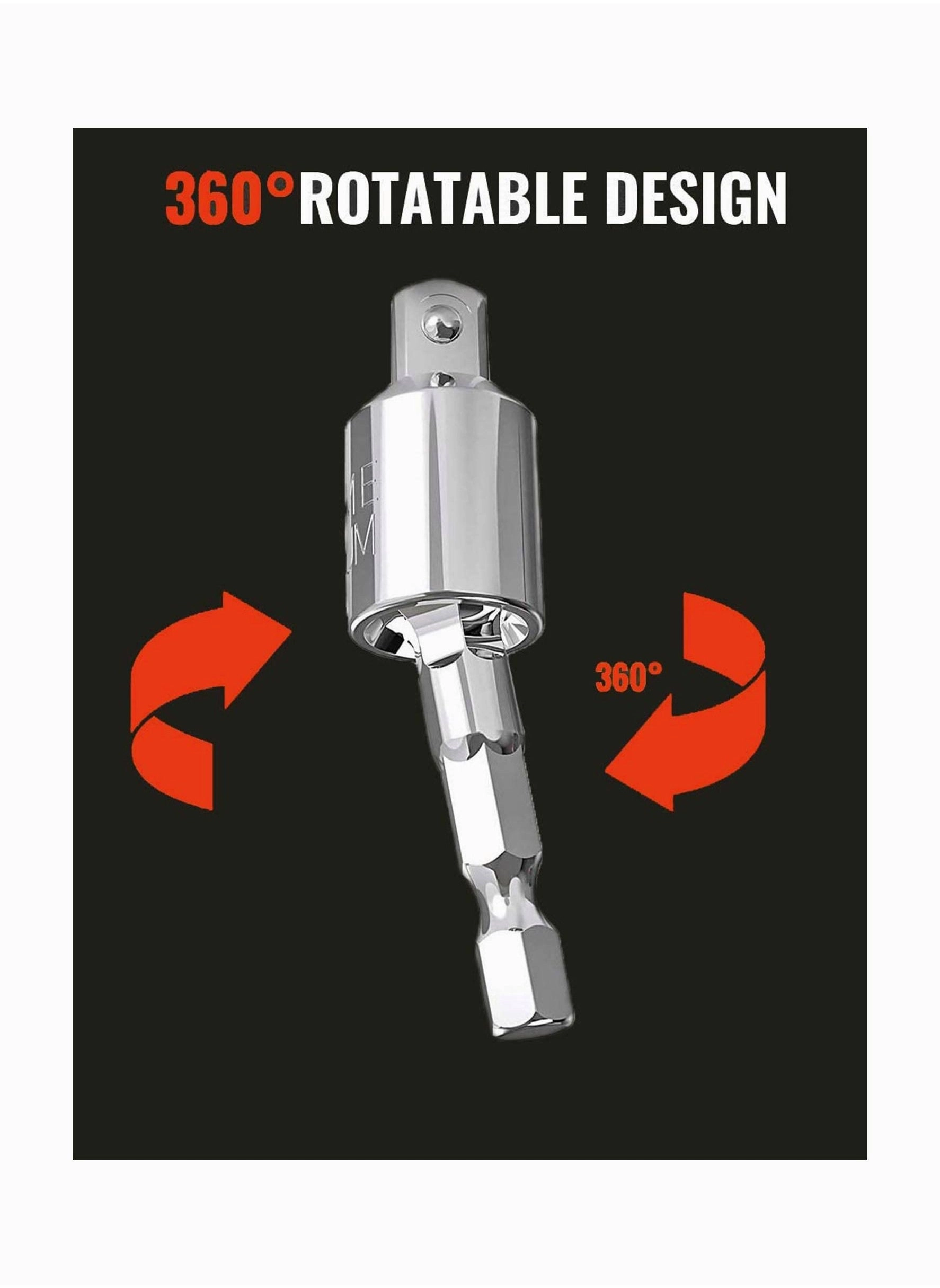 Power Drill Sockets Adapter - Impact Driver Rotatable Hex Shank 1/4" 3/8" 1/2"
