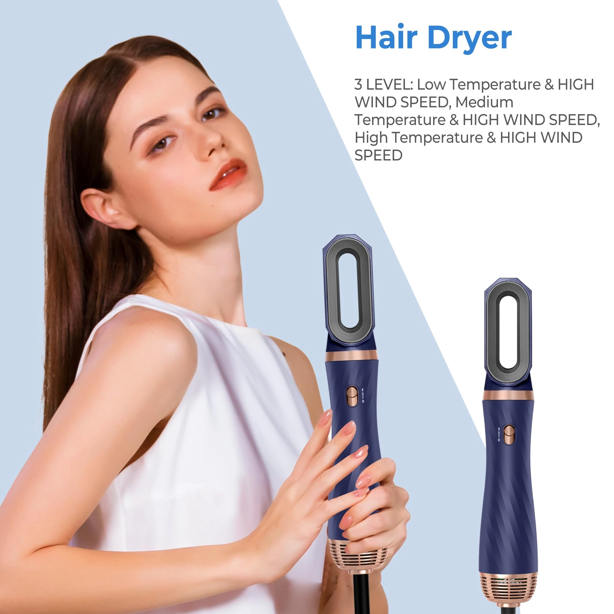 6 in 1 Hair Dryer Brush - 700 watts Gold