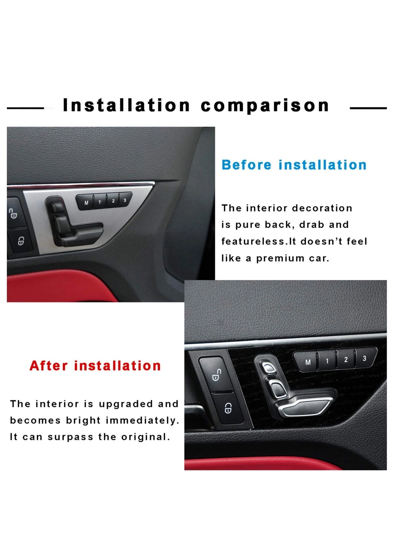 Door Seat Adjust Button Cover - Mercedes Benz B-Class W246 / C-Class W204 E-Class W212 ML W166 CLA W117 GLK X204 GL X166 CLS W218