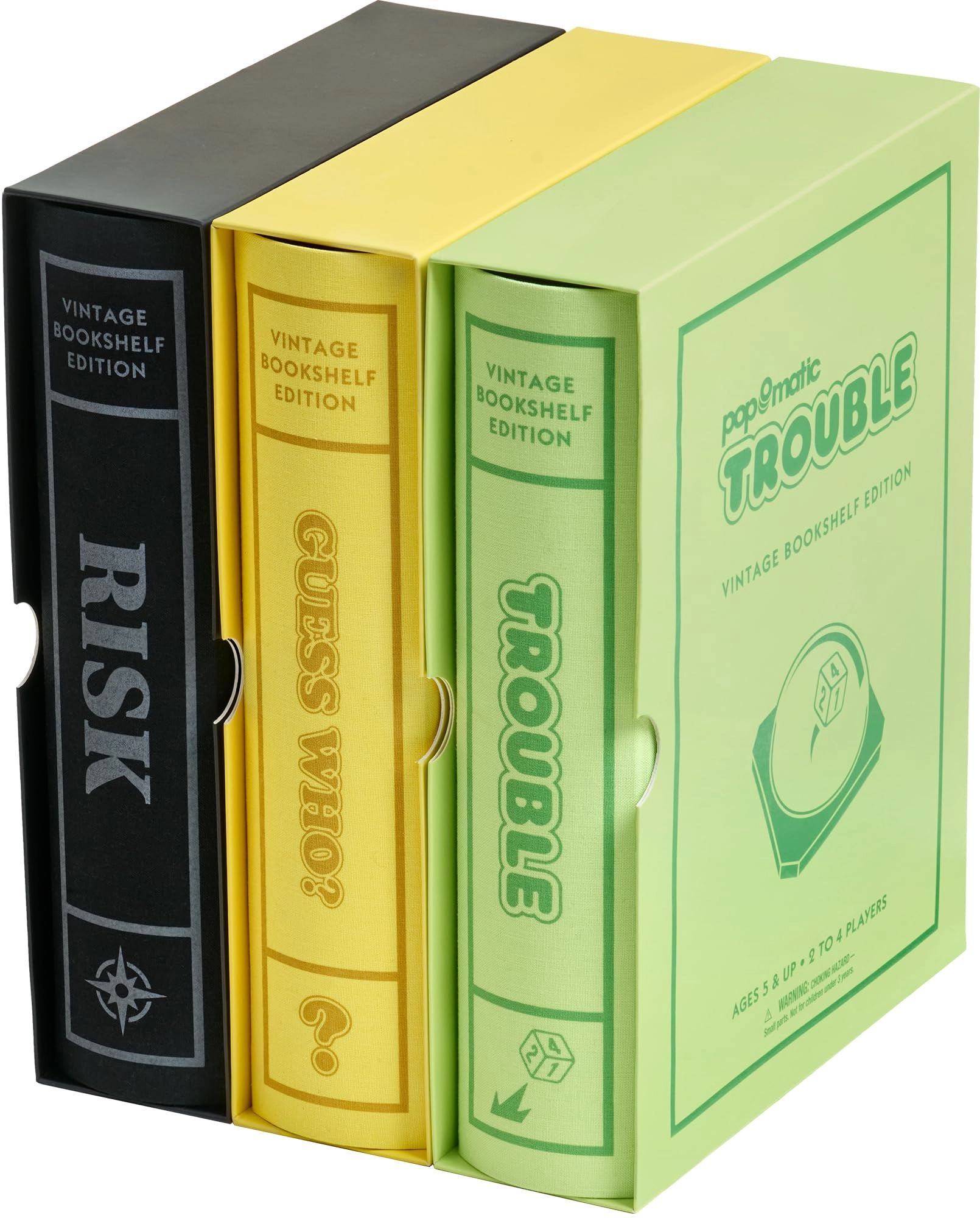 WS Game Company RISK: Vintage Bookshelf Edition + Trouble + Guess Who?