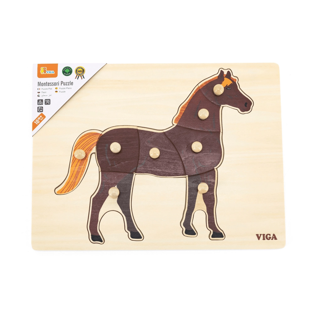 VIGA Montessori Puzzle Horse - 3 +