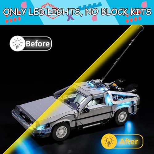 LED Light Kit for LEGO Back to The Future Time Machine Set 10300