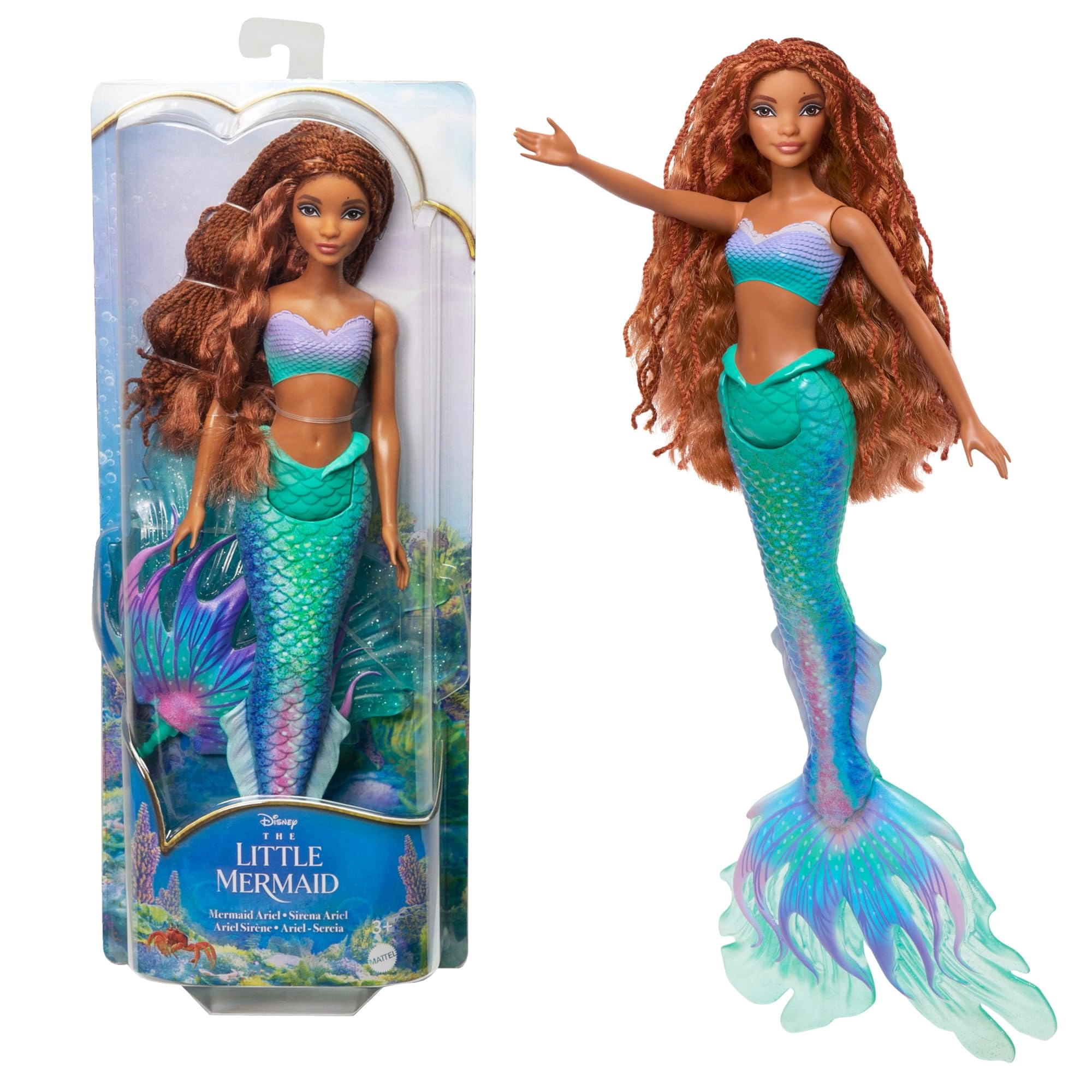 Ariel Doll - Deluxe Mermaid Iridescent Tail Hair Jewelry Beads Ages 6+