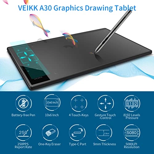 Graphics Drawing Tablet - 10x6 Inch 8192 Levels