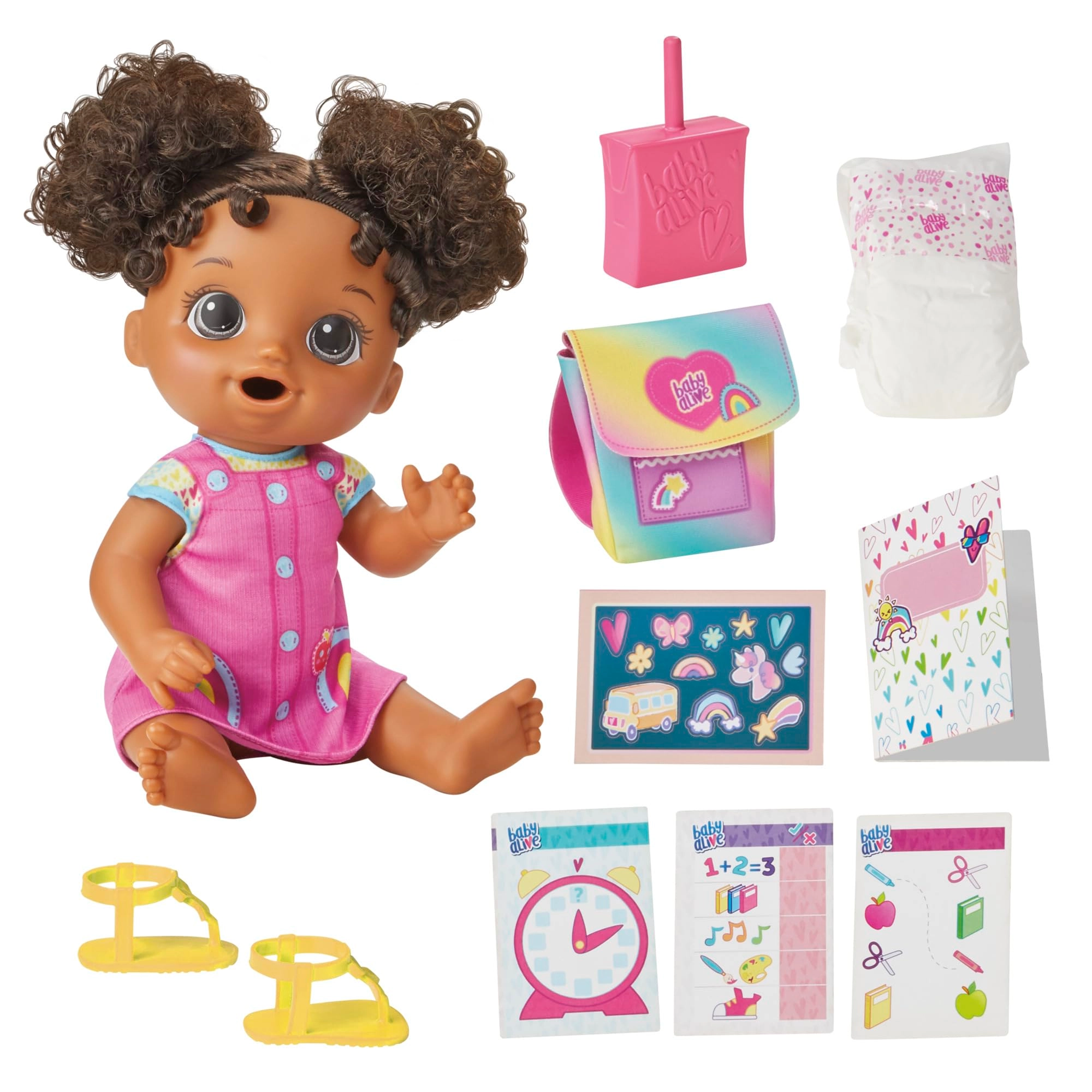 Baby Alive Time for School Baby Doll Set - 12 Inch Black Hair Ages 3+