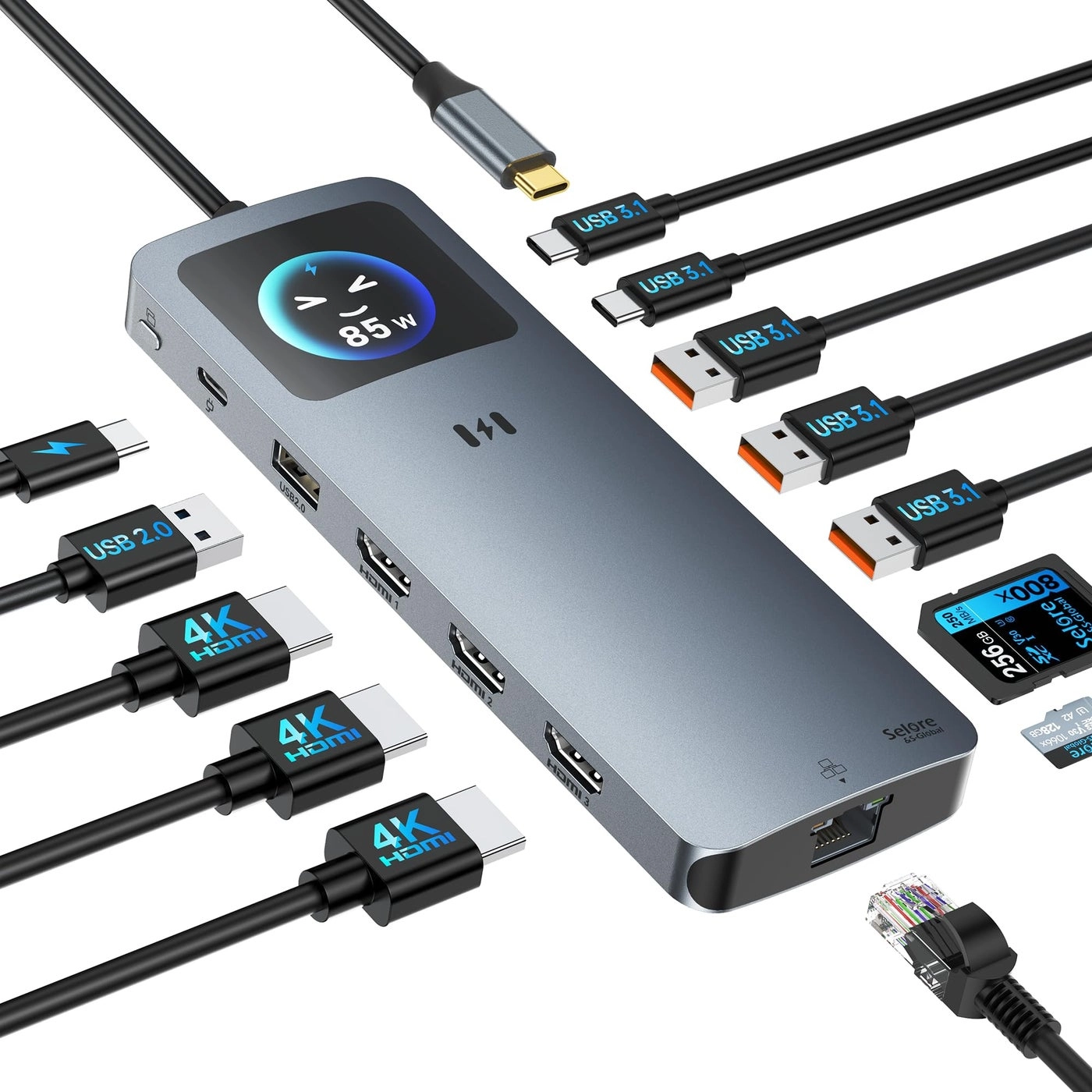 13-in-1 USB-C Docking Station - MacBook Dell HP