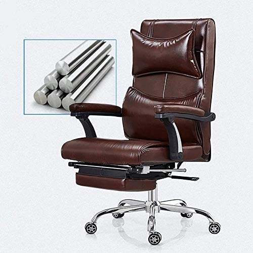 Desk Chair - PU Leather Brown High Back