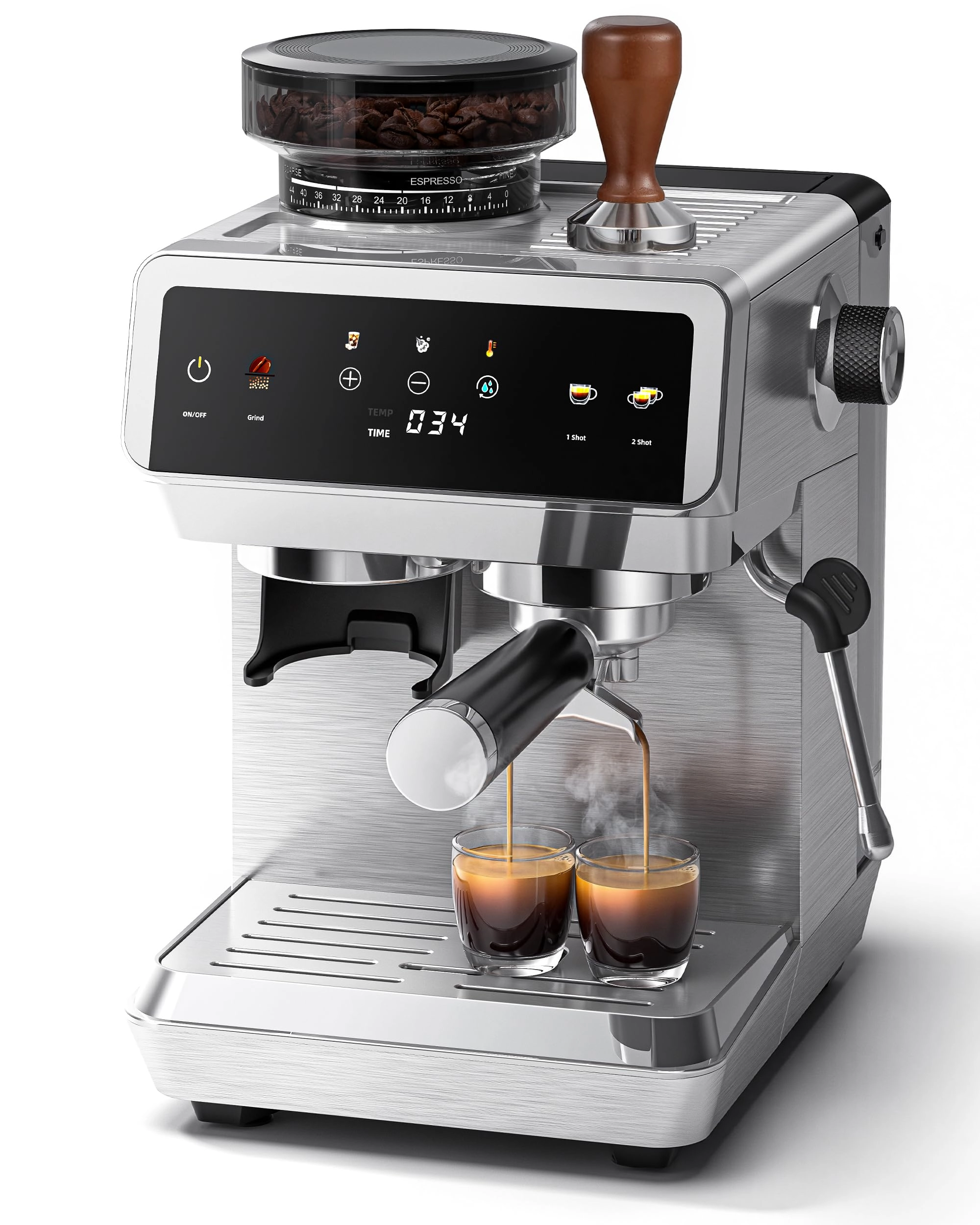 Amzchef 20 Bar Espresso Machine LCD Panel & Milk 1.3L