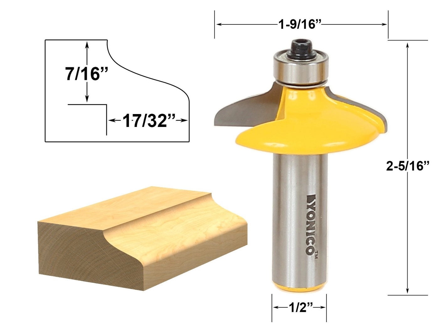 Cabinet Door Edge Router Bits - 1/2-Inch 4 Bit