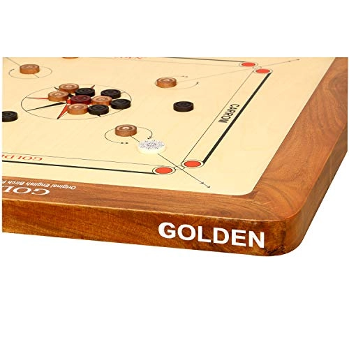 Golden Carrom Board - 12mm Champion with Coins Striker & Cover
