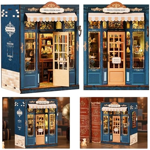 Book Nook Kit - DIY 3D Wooden Puzzle with LED Light and Dust Cover