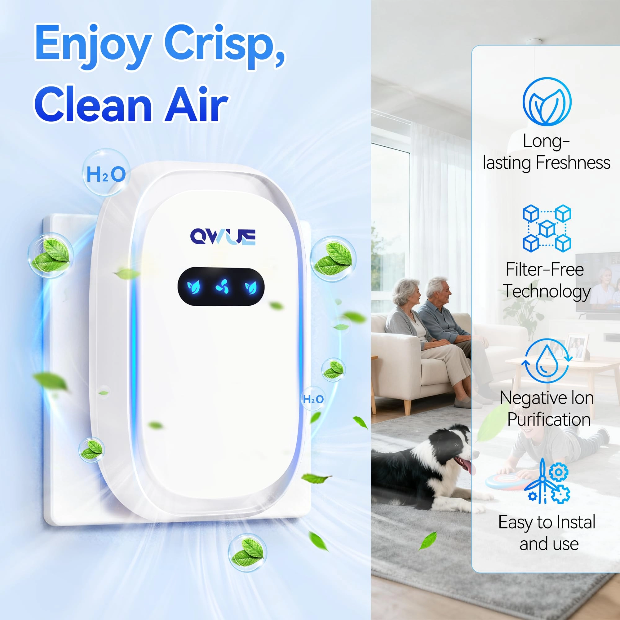 Mini Ionic Air Purifier - Plug in Filter-Free 20dB