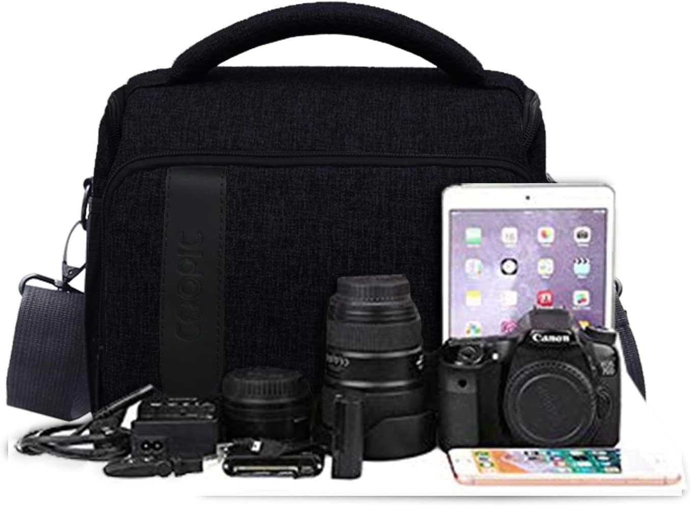 Bl-26 - Black Messenger Canvas DSLR Camera Bag