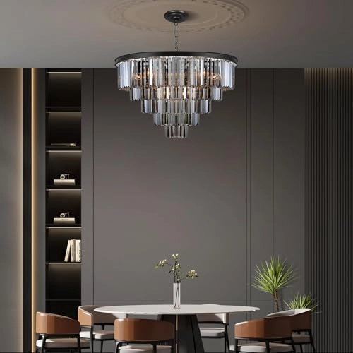 16 Lights Large Crystal Chandeliers - 3 Colors Temperature Adjustable