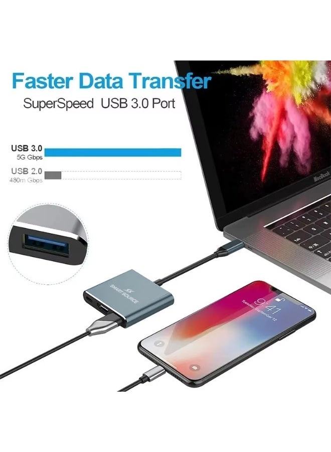 USB-C Hub - USB-C MacBook Pro/Air, Dell XPS, HP, Lenovo, Chromebook, iPad-Pro, Mobile Phones & More