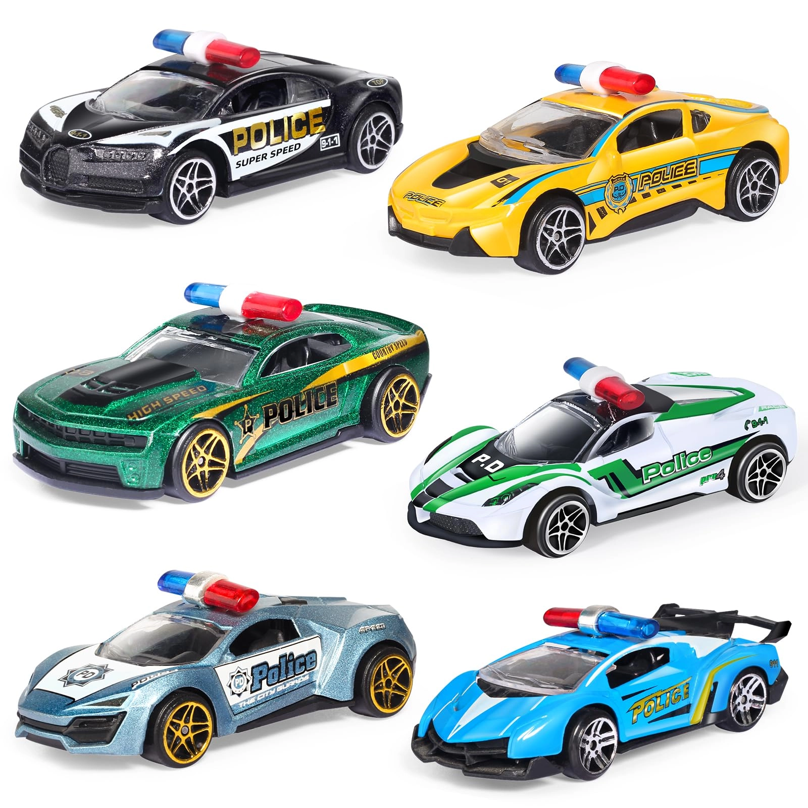 Oriate Sheriff Police Sports Cars 1:64 - 6 pcs