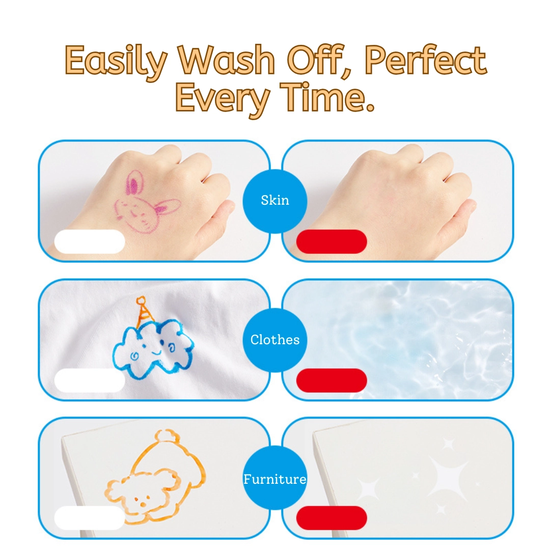 Fine Tip Washable Markers - Multi Colour Large cone tip