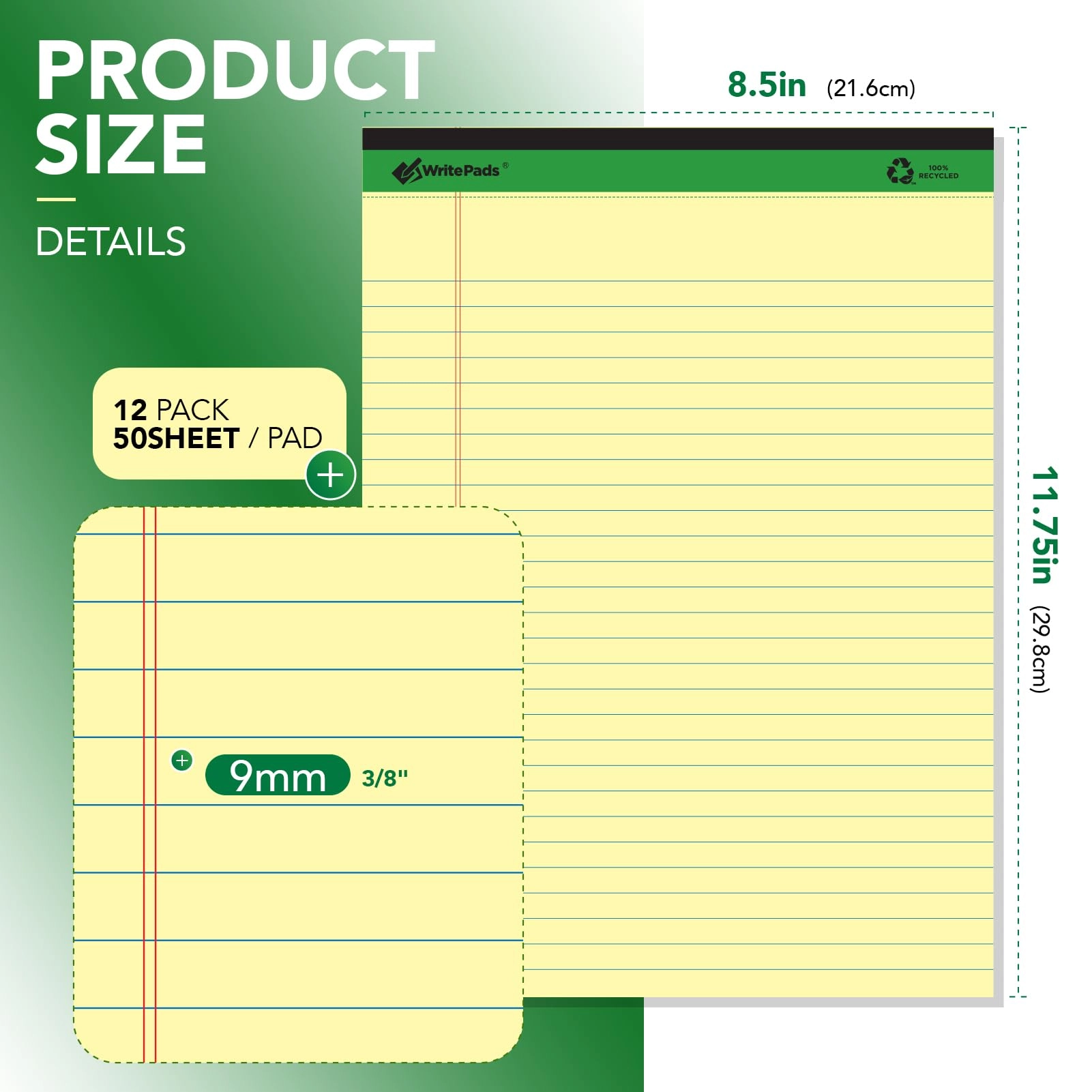 Legal Note pads 8.5-x-11.75-inch - Lined 600 Sheets