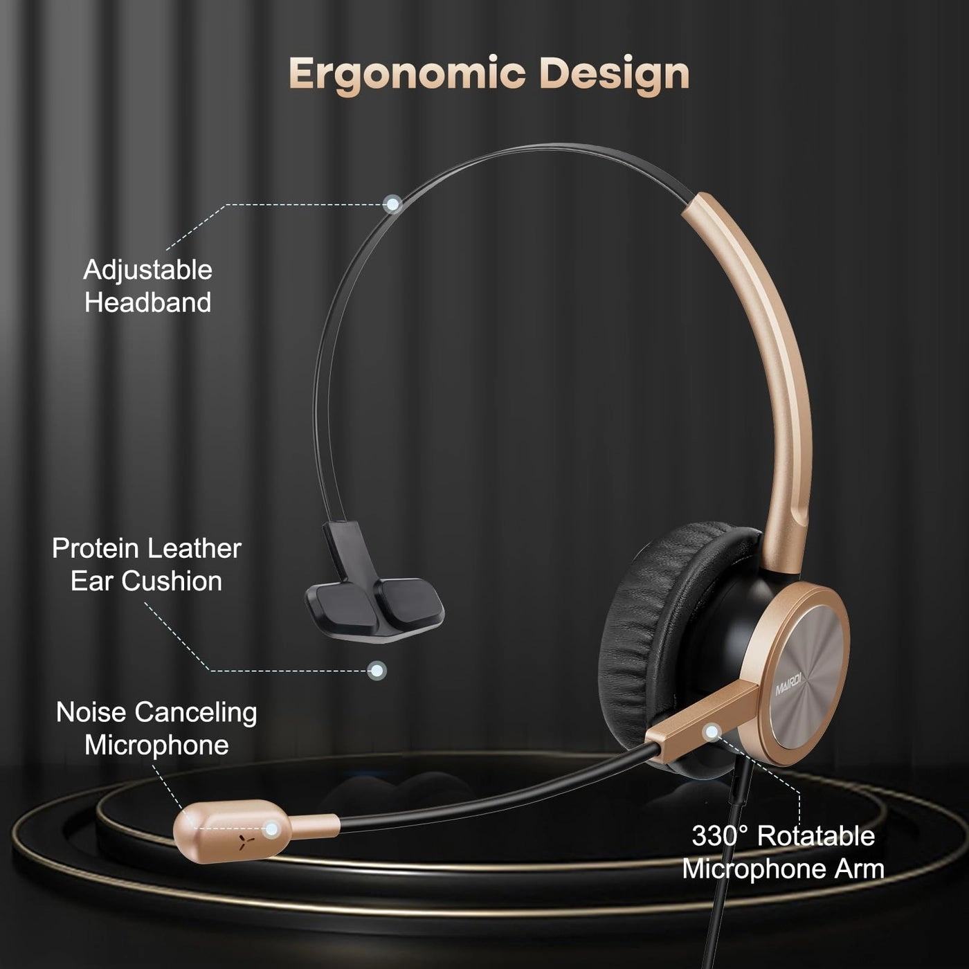 Telephone Headset for Cisco Phones - RJ9 Noise Cancelling Microphone
