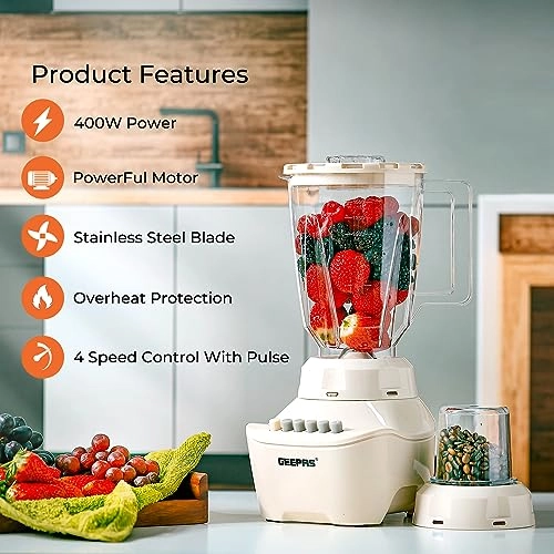 GSB5409N - 2 in 1 Stainless Steel Blades 2 Speed with Pulse