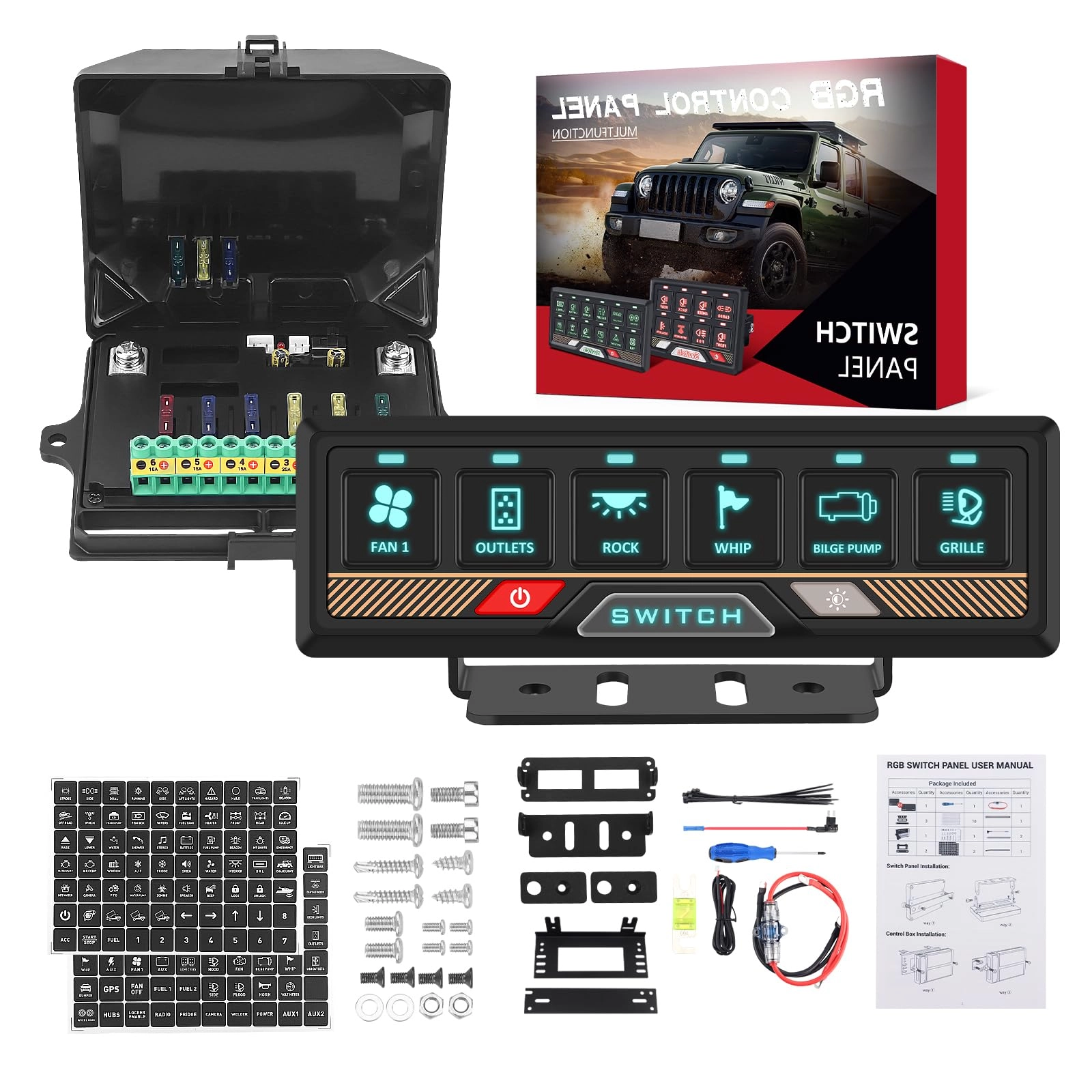 chelhead 12V/24V Switch Control Panel 6-Gang - RGB Dimmable