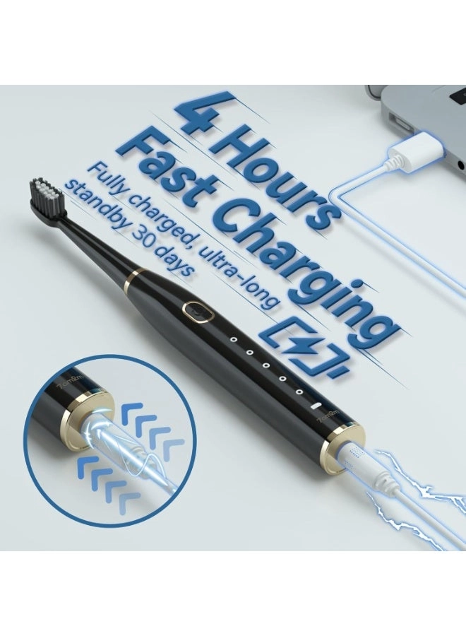 Sonic Electric Toothbrush - 8 Heads 5 Modes Midnight Black