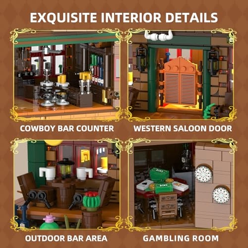 Wild Western Tavern Lighting Building Set - 1966 pcs