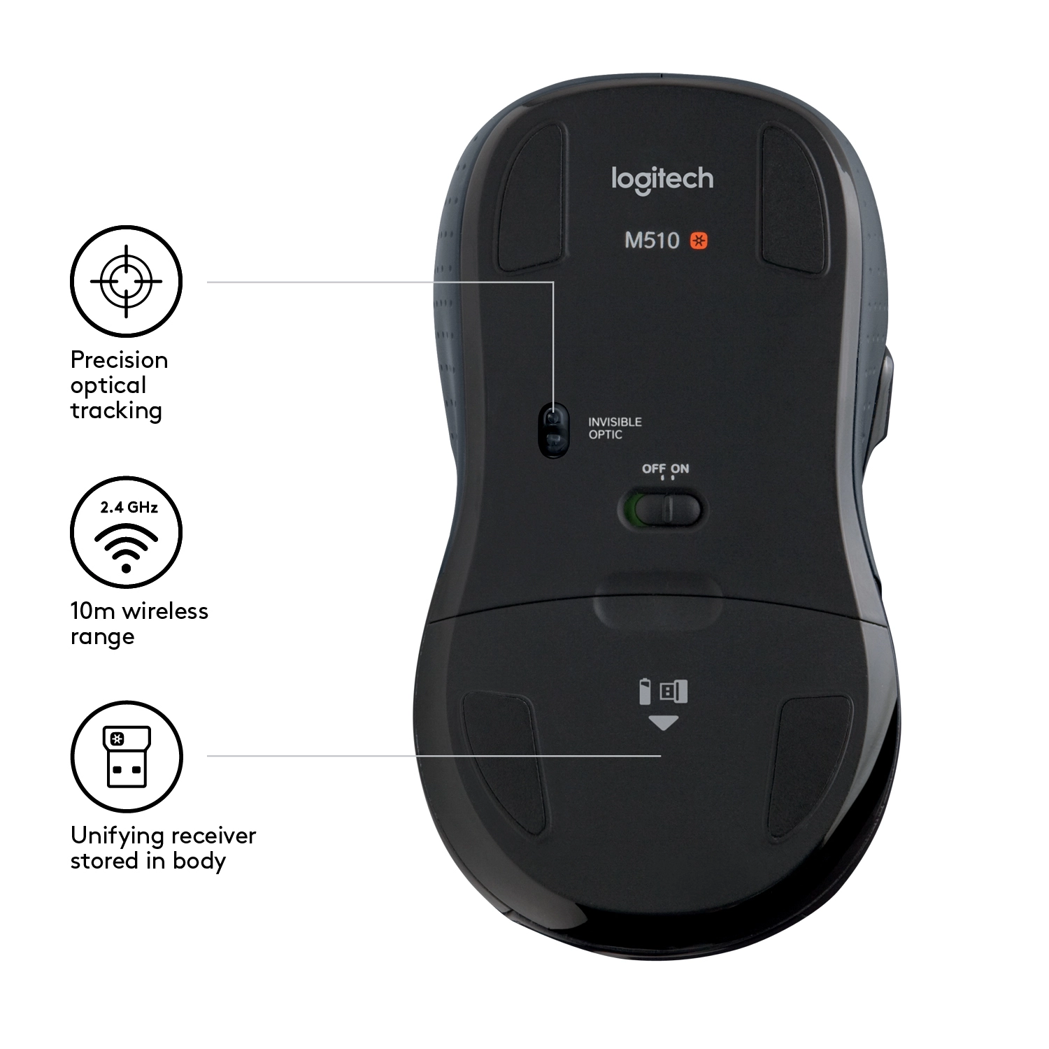 M510 Ambidextrous Mouse - Wireless