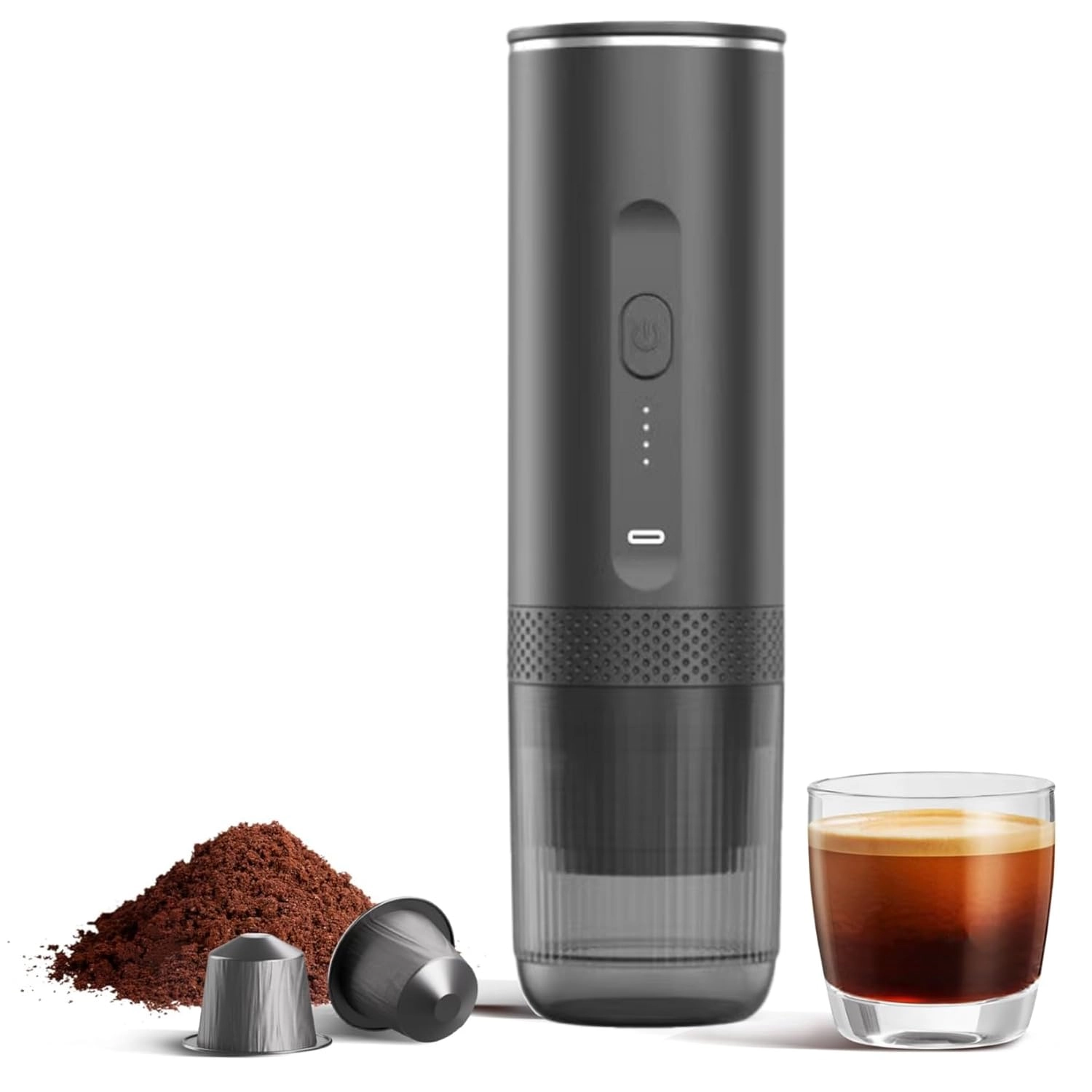 AquaFalcon Nano Portable Electric Espresso Machine - 1.7oz Ground Coffee & NS Capsule