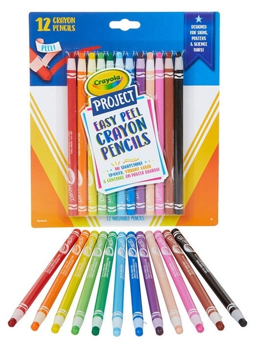 Crayola Easy Peel Crayon Pencils - 12 Pcs