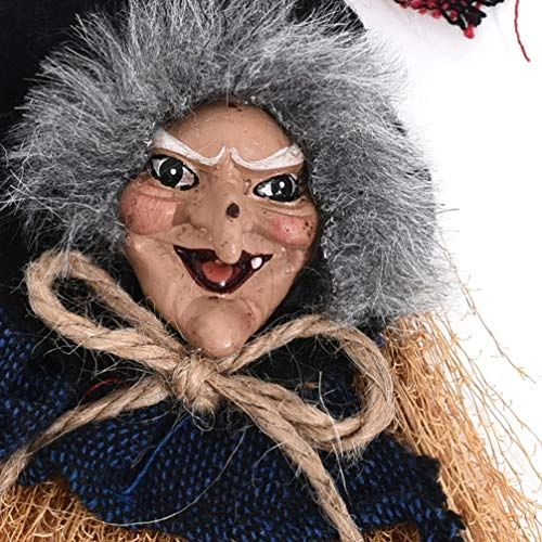 Animated Witch on Wooden Broomstick - Wood