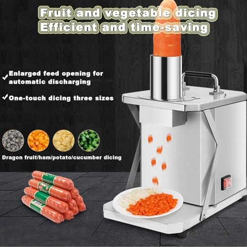 Commercial Vegetable and Fruit Dicer Machine - 10mm 200W Stainless Steel