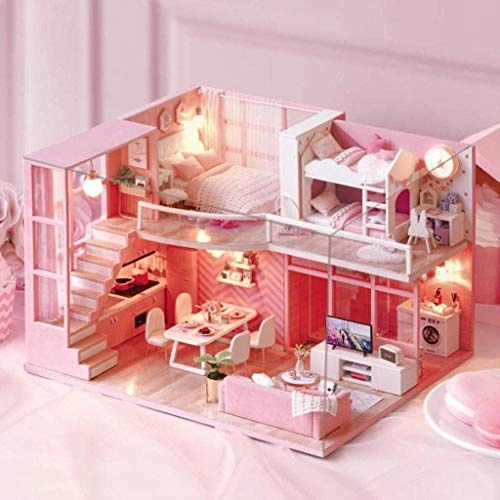 Dollhouse Miniature - with Furniture Dust Proof Music Movement