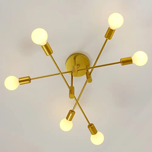 Modern Chandelier - 6-Light Pure Gold
