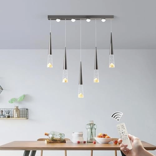 Crystal Chandelier - Dimmable LED 5-Light Adjustable Height