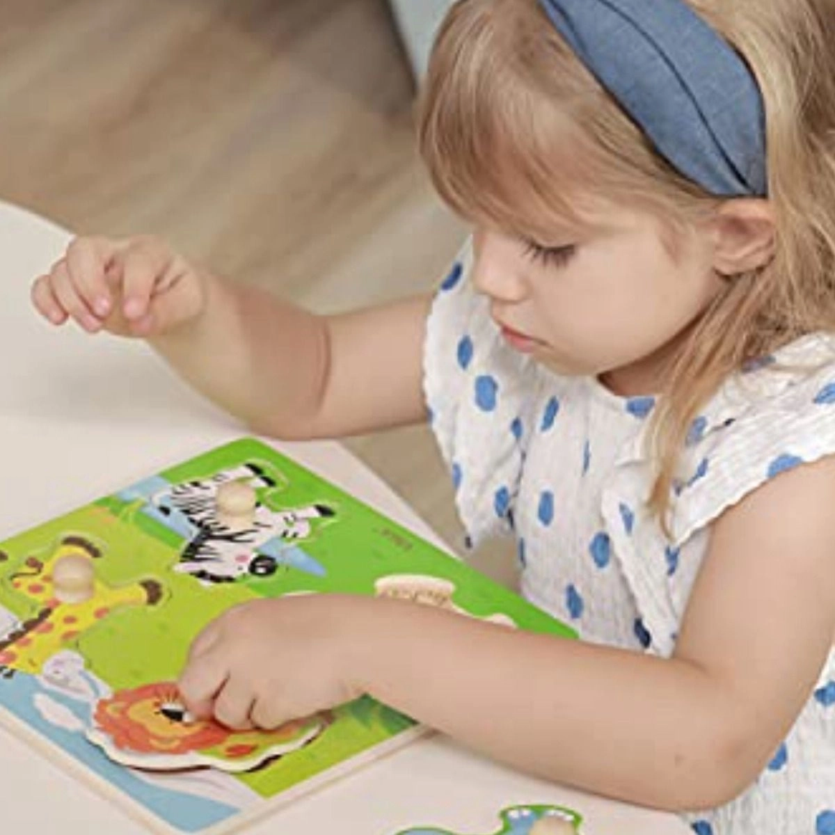 Wooden Knob Puzzle - Wild Animals - Suitable for 12 months and above 4 pieces